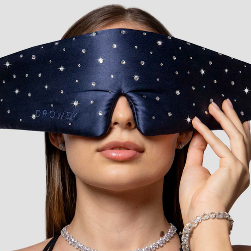 Drowsy Sleep Co. Swarovski Silk Sleep Mask in Midnight Blue at Nordstrom