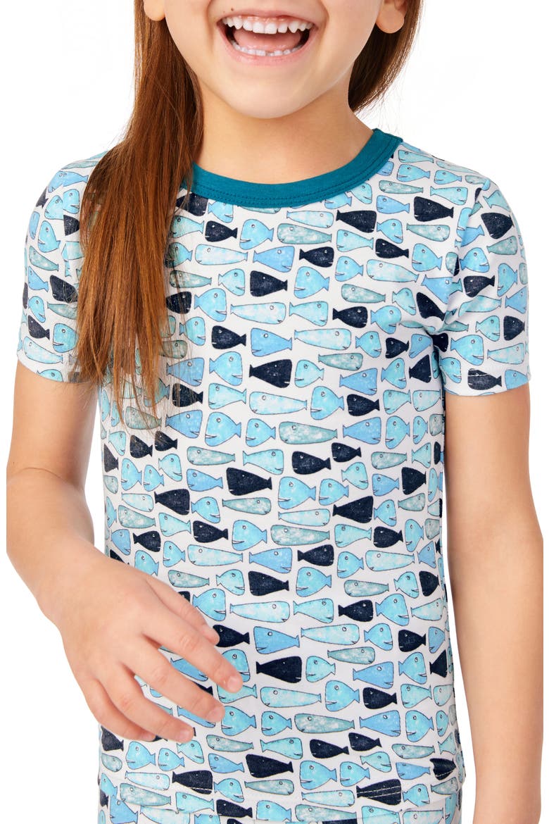Fitted Two-Piece Pajamas & Book Set, Alternate, color, SCHOOL OF FISH