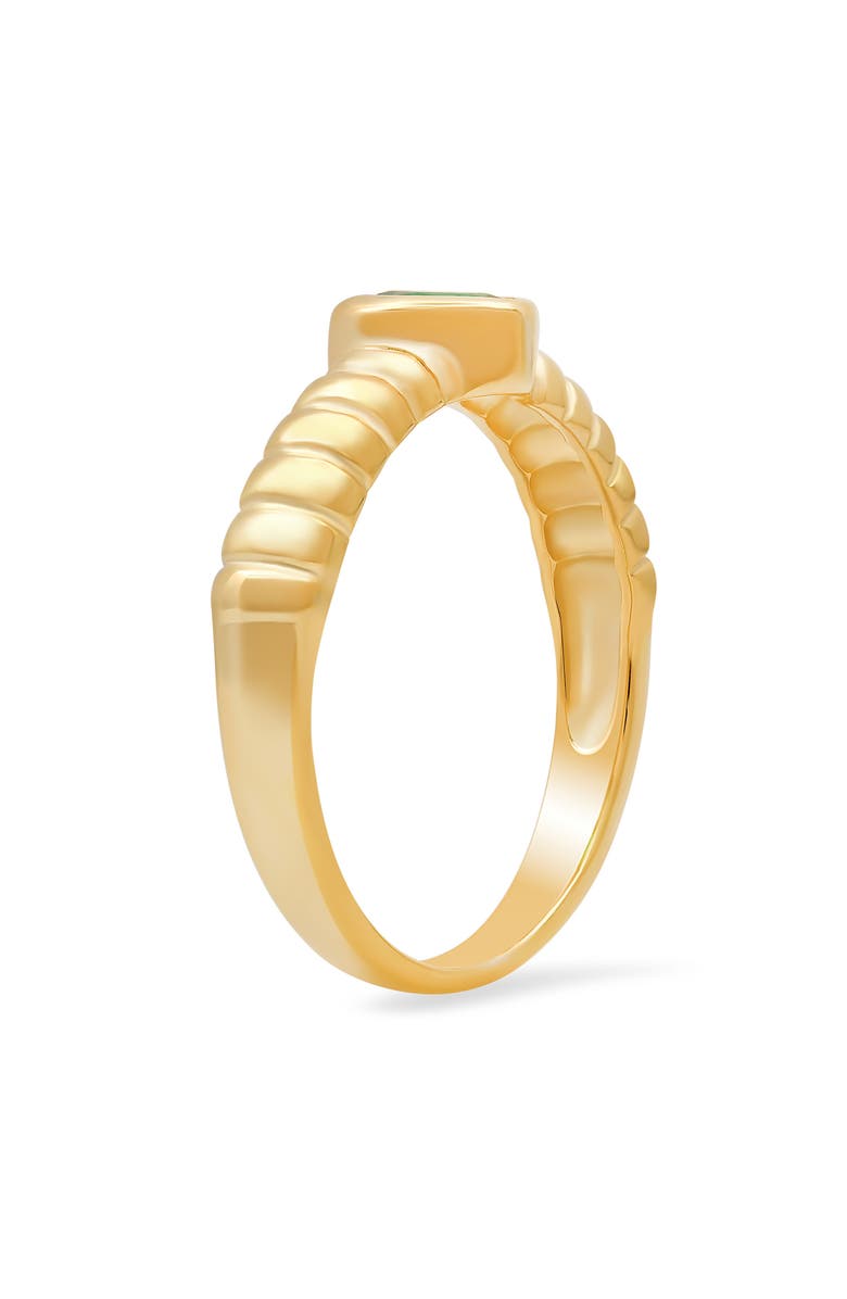 Queen Jewels Sterling Silver Bezel Set Heart Ring, Alternate, color, Gold/Emerald