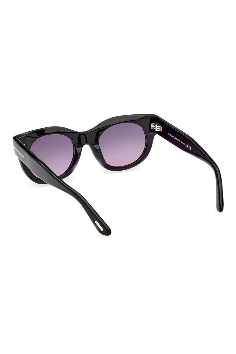 Marine 50mm Gradient Round Sunglasses, Alternate, color, BLACK / SMOKE TO PURPLE LENS