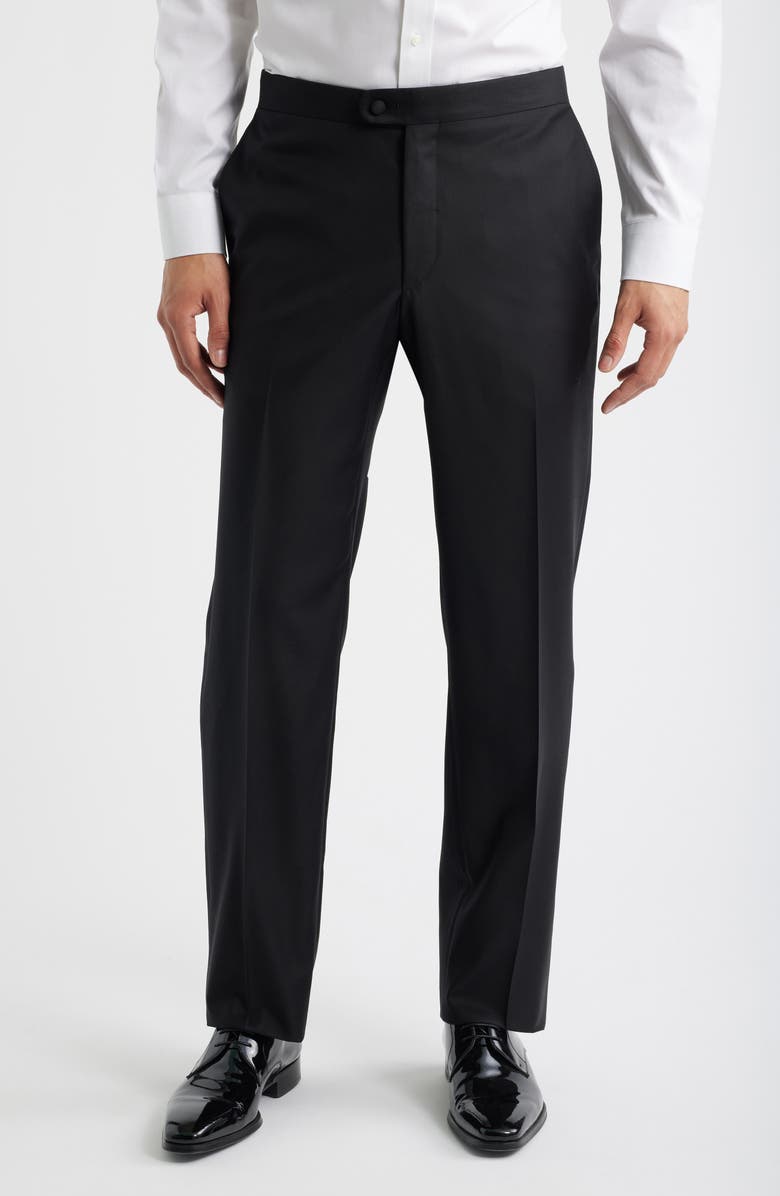 Heritage Gold Peaked Lapel Black Wool Tuxedo, Alternate, color, Black