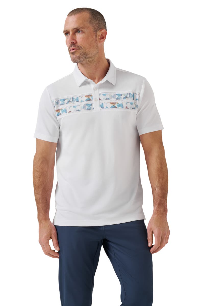TravisMathew Good Good Chest Stripe Polo, Alternate, color, White