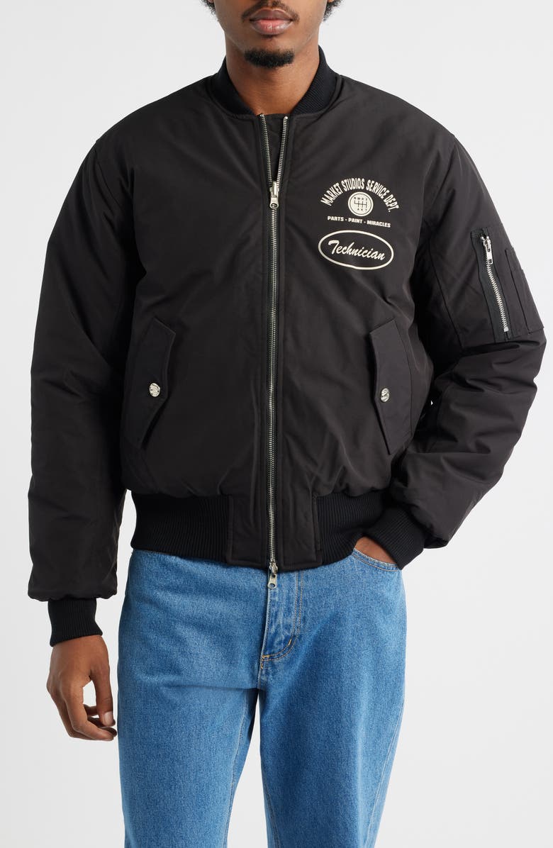 MARKET Handyman Reversible Bomber Jacket, Alternate, color, Pirate Black / Wood Camo