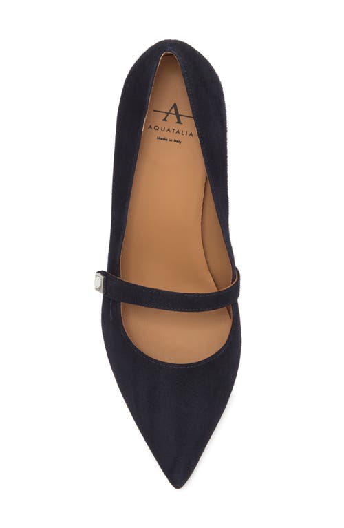 Aquatalia Marisol Pointed Toe Mary Jane Pump In Navy