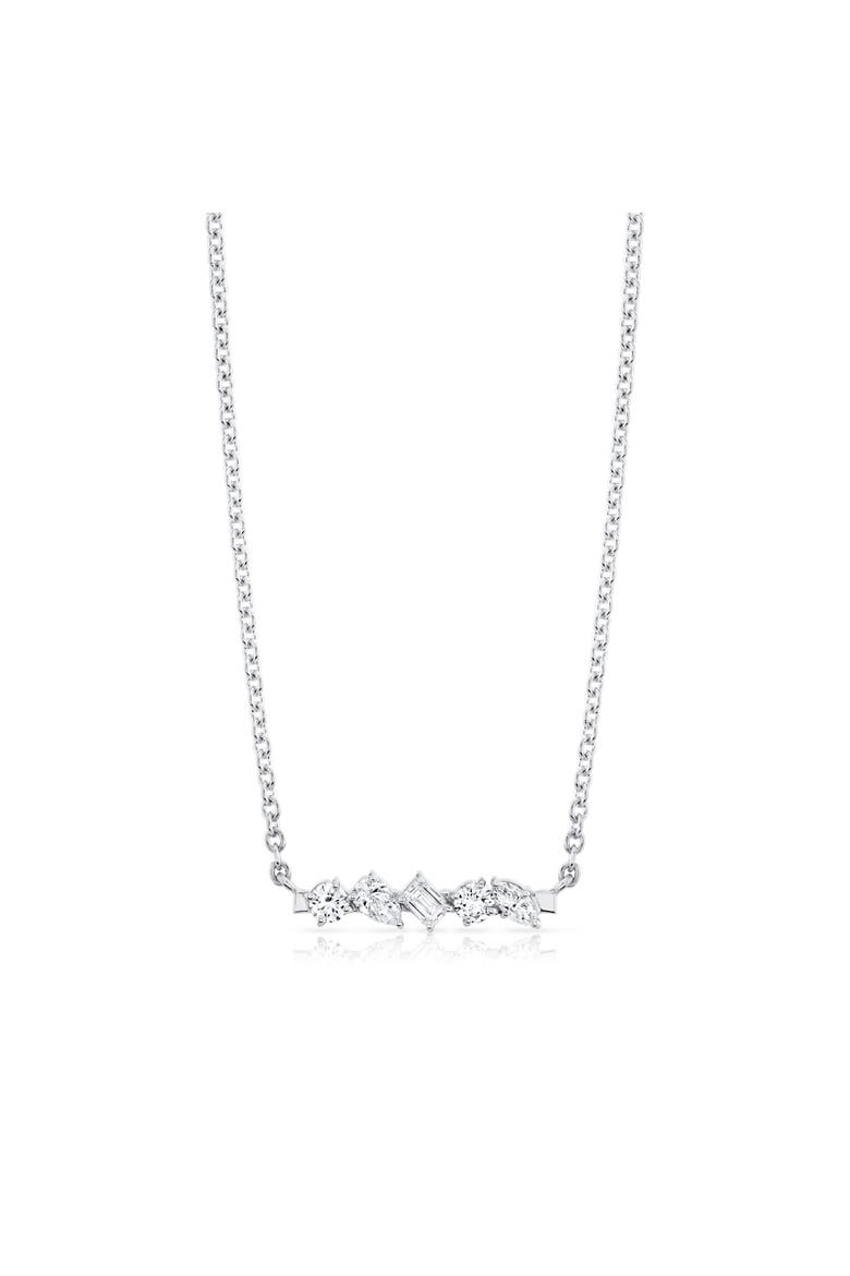 Montage Mixed Cut Diamond Bar Necklace, Main, color, White Gold