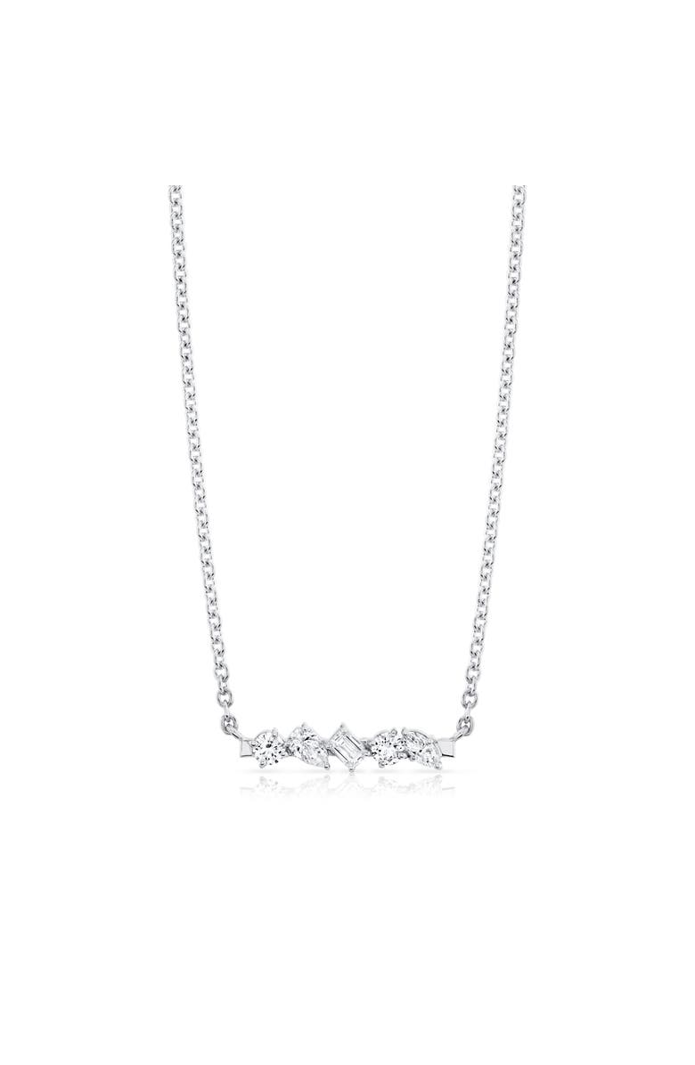 Michael M Montage Mixed Cut Diamond Bar Necklace, Main, color, White Gold