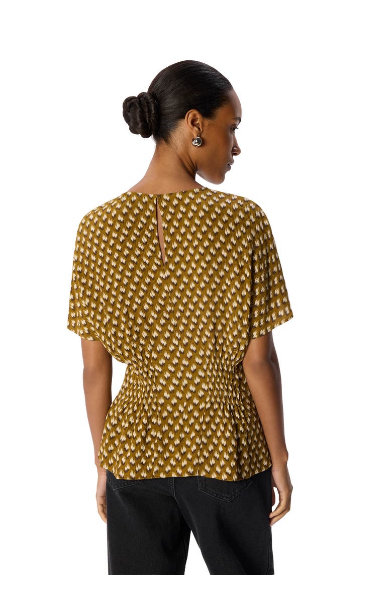 Whistles Ikat Spot Shirred Blouse, Alternate, color, Khaki/Multi