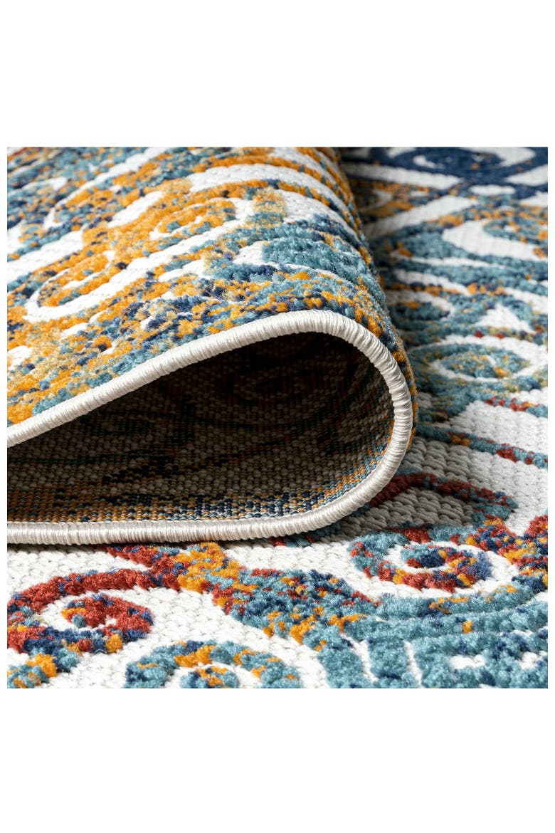 Cetara Ornate Trellis Indoor/Outdoor Area Rug, Alternate, color, Cream/Blue/Orange