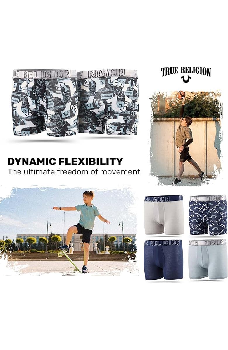 True Religion Boxer Briefs Pack of 5, Alternate, color, Mint/Grey/Black