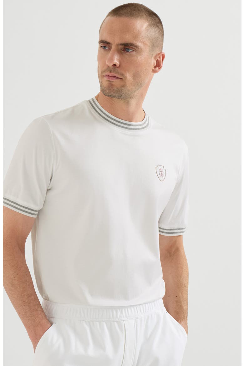 Cotton jersey crew neck T-shirt with logo, Alternate, color, White