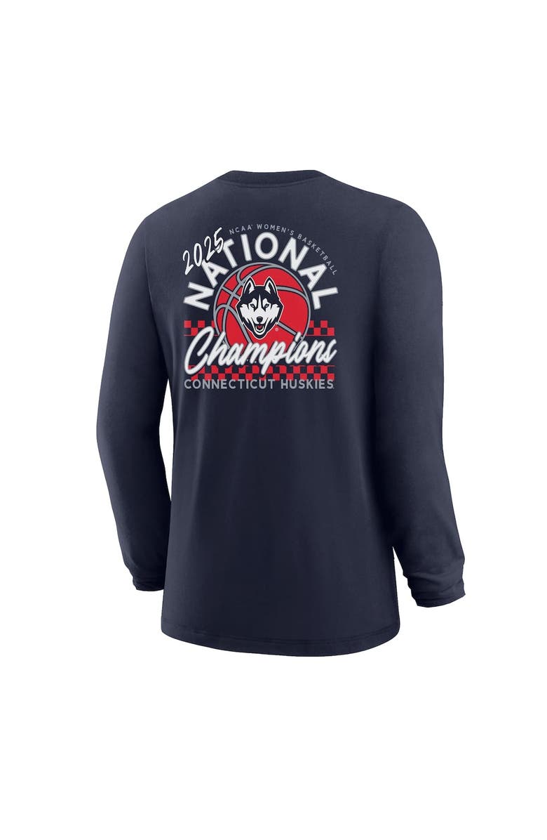IMAGE ONE Youth Navy UConn Huskies 2025 NCAA Women's Basketball National Champions Fine Jersey Long Sleeve T-Shirt, Alternate, color, 