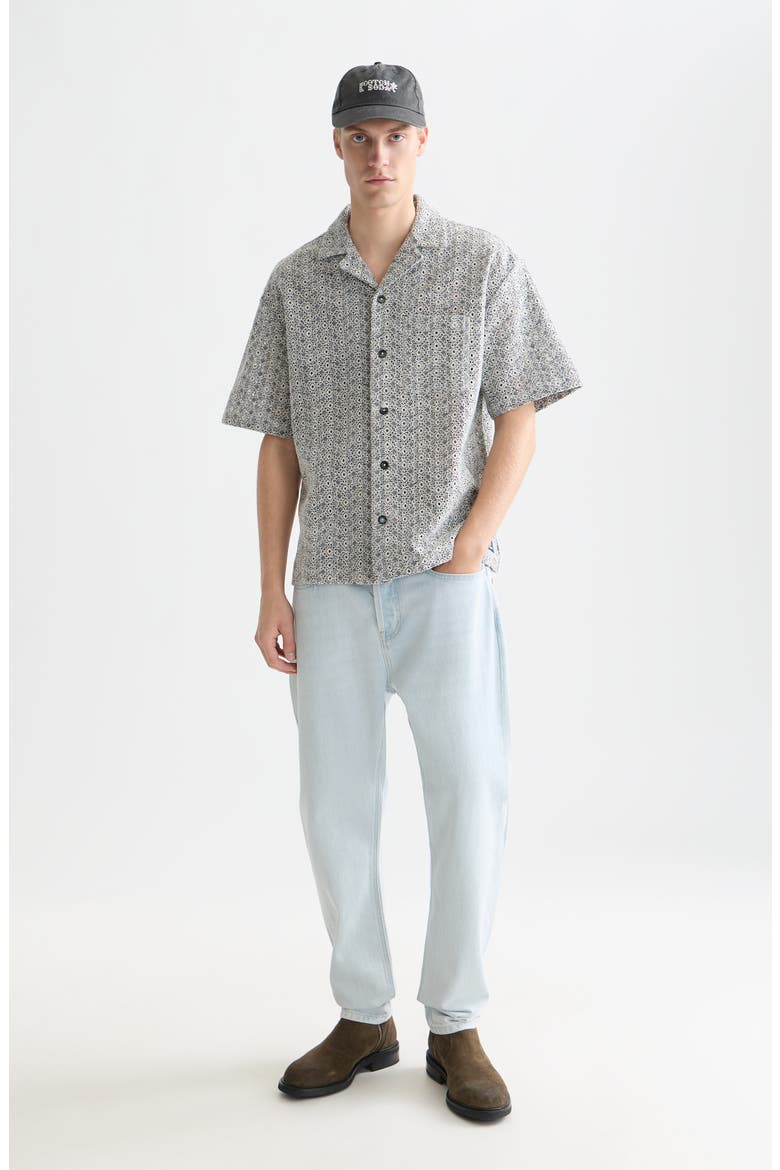 Relaxed Fit Print Camp Shirt, Alternate, color, BRIGHT WHITE