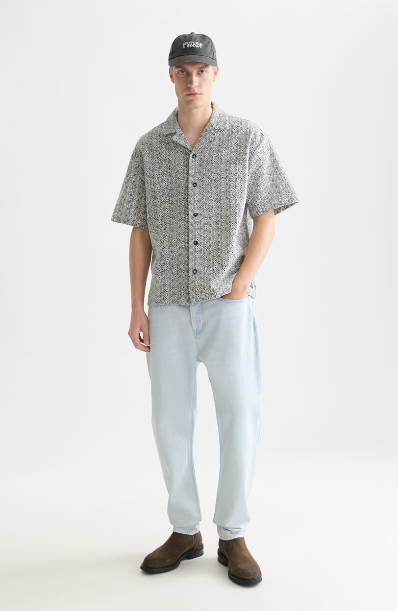 Scotch & Soda Relaxed Fit Print Camp Shirt, Alternate, color, Bright White