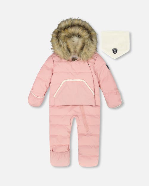Deux Par Deux One-piece Snug Snowsuit Designed For Car Seat In Pink