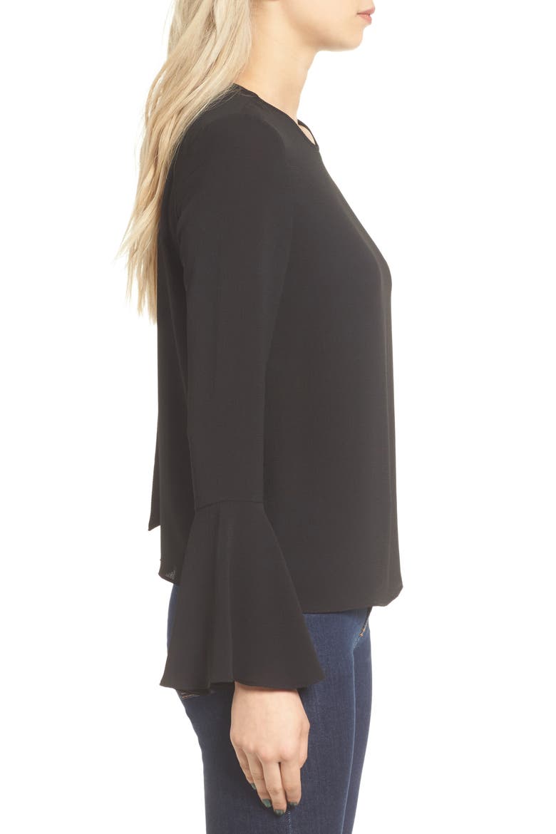 Winning Hand Bell Sleeve Top, Alternate, color, BLACK