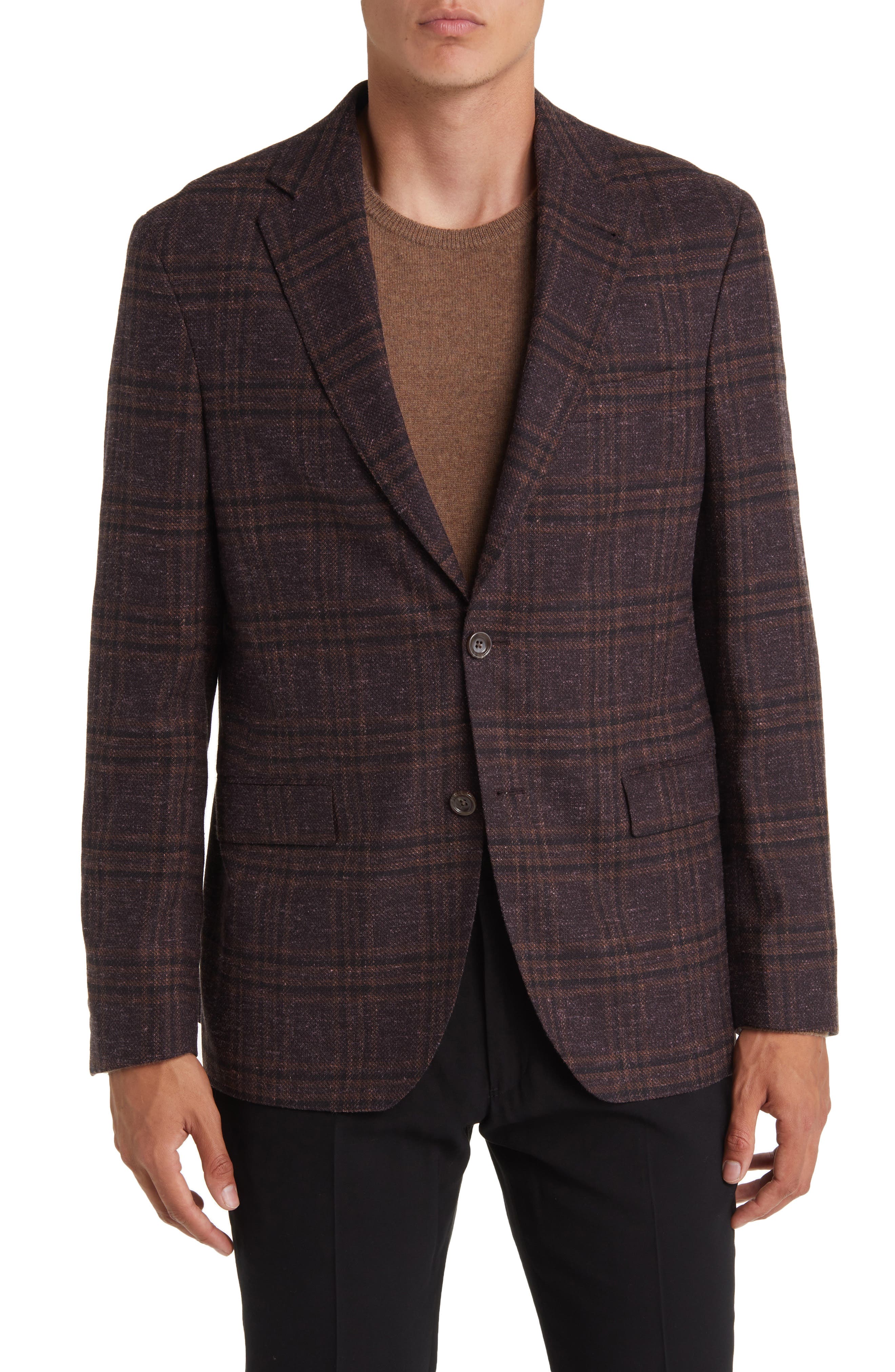 Jack Victor Midland Soft Constructed Plaid Wool Blend Sport Coat