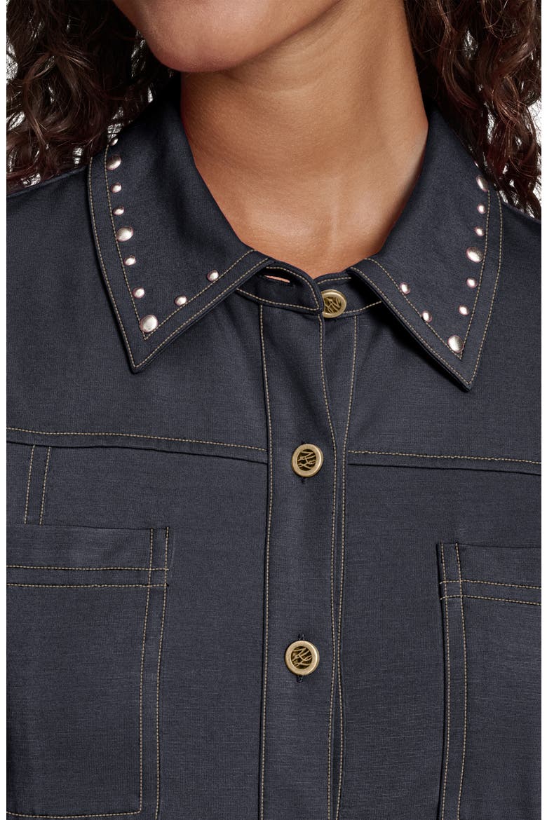 Stud Detail Pleated Shirtdress, Alternate, color, MIDNIGHT NAVY
