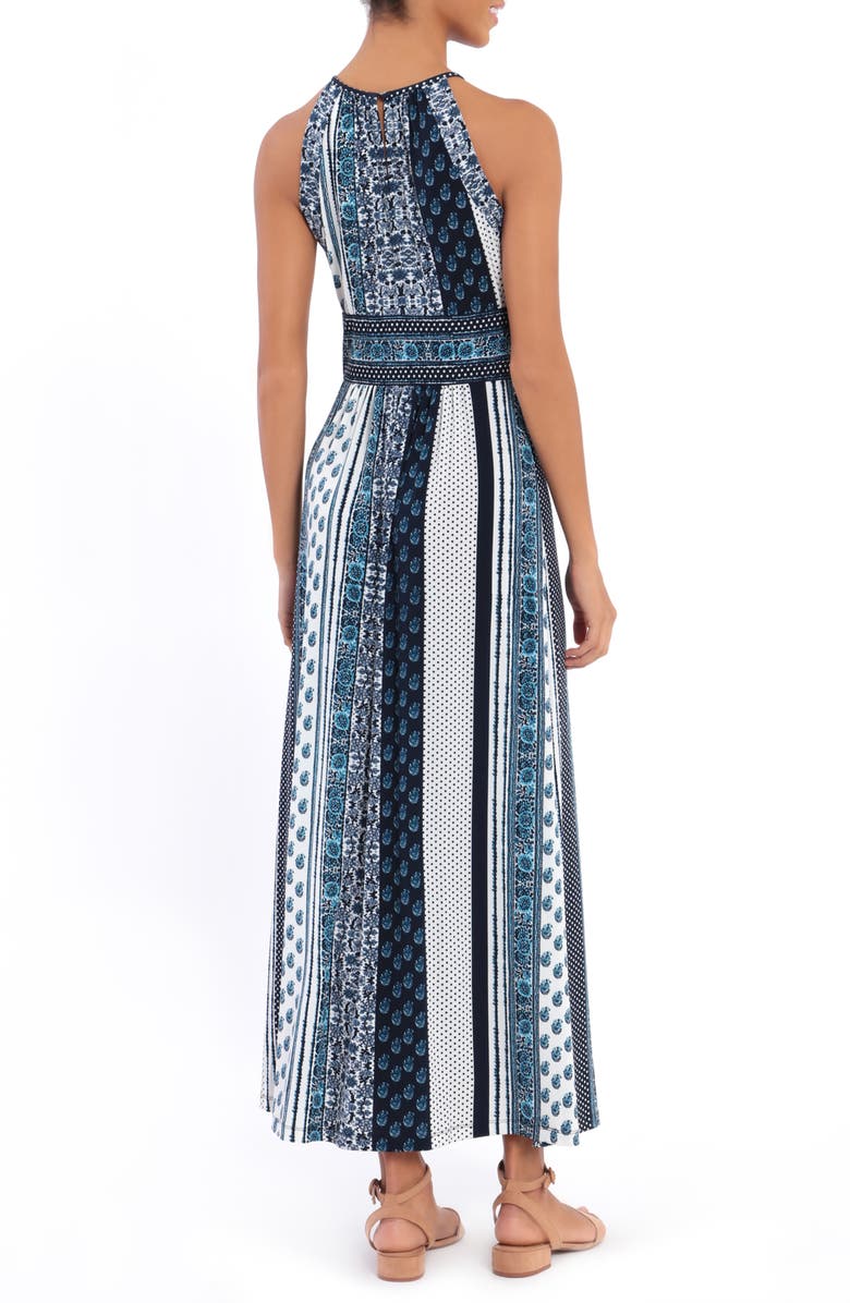 London Times Striped Print Halter Maxi Dress, Alternate, color,