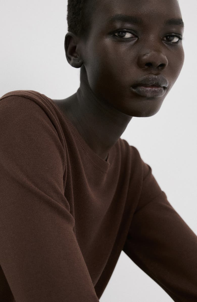 MANGO Crewneck Sweater, Alternate, color, Chocolate