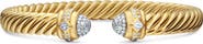 David Yurman Renaissance® Oval Cablespira Bracelet in 18K Yellow Gold with Diamonds, 7mm