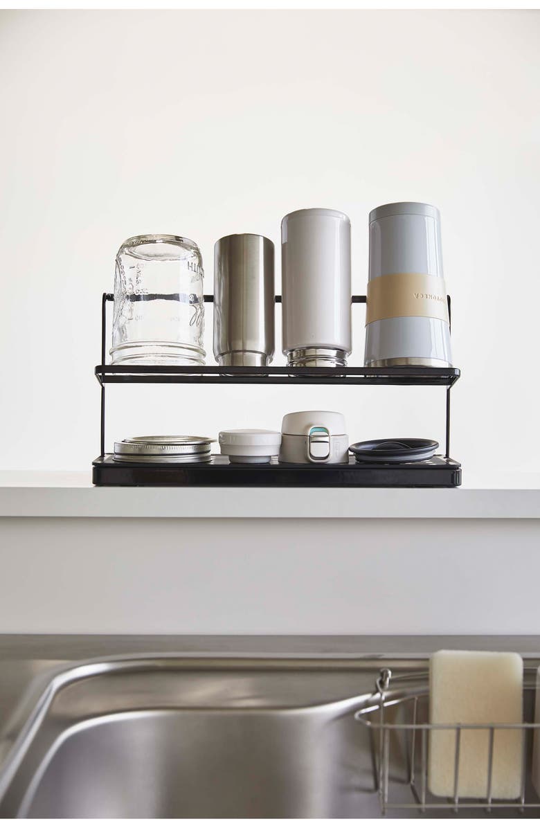 Yamazaki Countertop Bottle Drying Rack, Alternate, color, Black