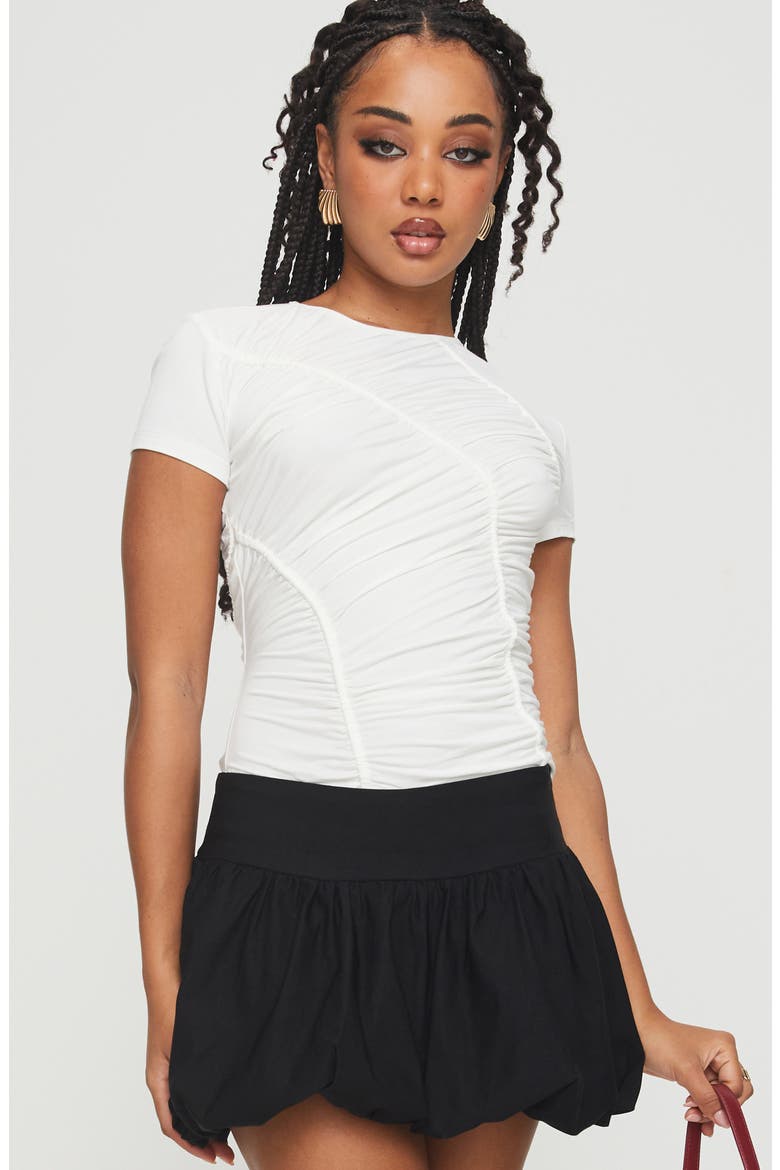 Mersale Bubble Hem Miniskirt, Alternate, color, BLACK