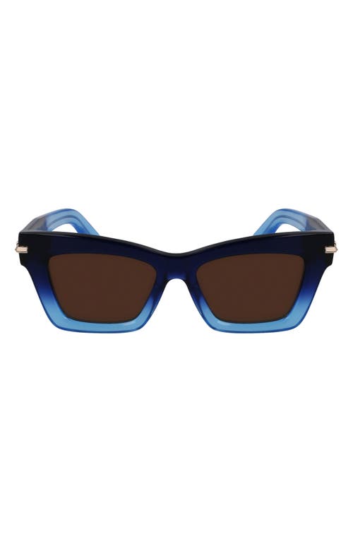 Ferragamo Prisma 52mm Modified Rectangular Sunglasses In Gradient Dark Blue Transparent