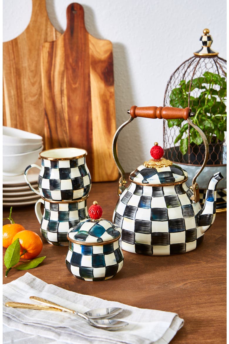 Courtly Check Lidded Sugar Bowl, Alternate, color, BLACK/ WHITE