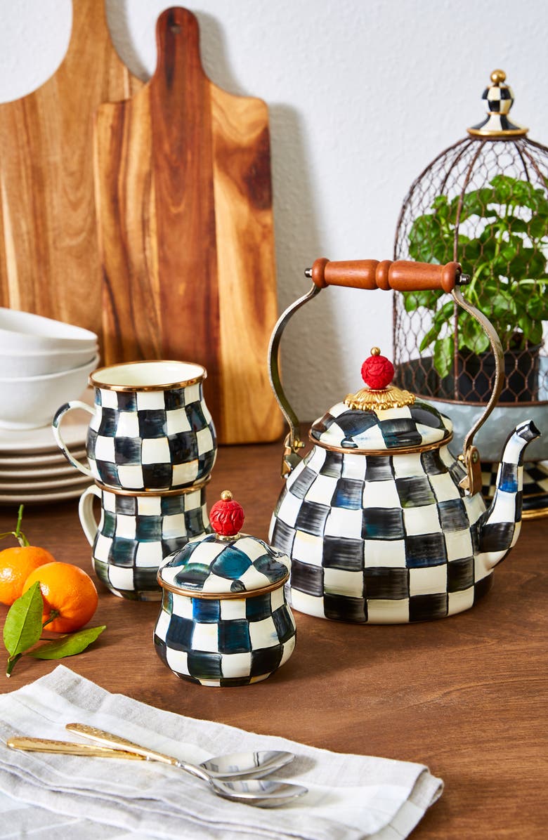 MACKENZIE CHILDS Courtly Check Lidded Sugar Bowl, Alternate, color, Black/ White