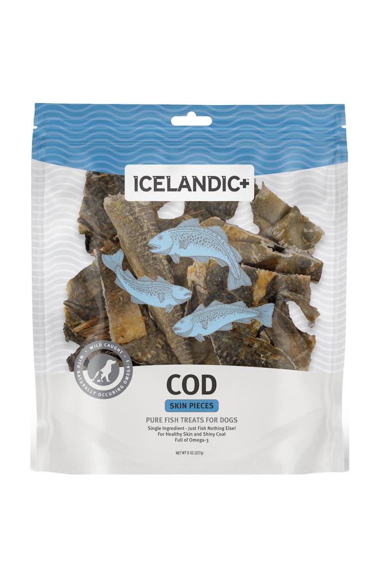 ICELANDIC+ Cod Skin Mixed Pieces Dog Treat 8Oz Bag, Main, color, 