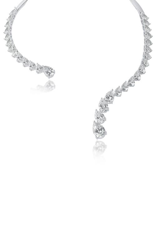 Cz By Kenneth Jay Lane Graduated Pear Cut Cubic Zirconia Statement Necklace In Metallic