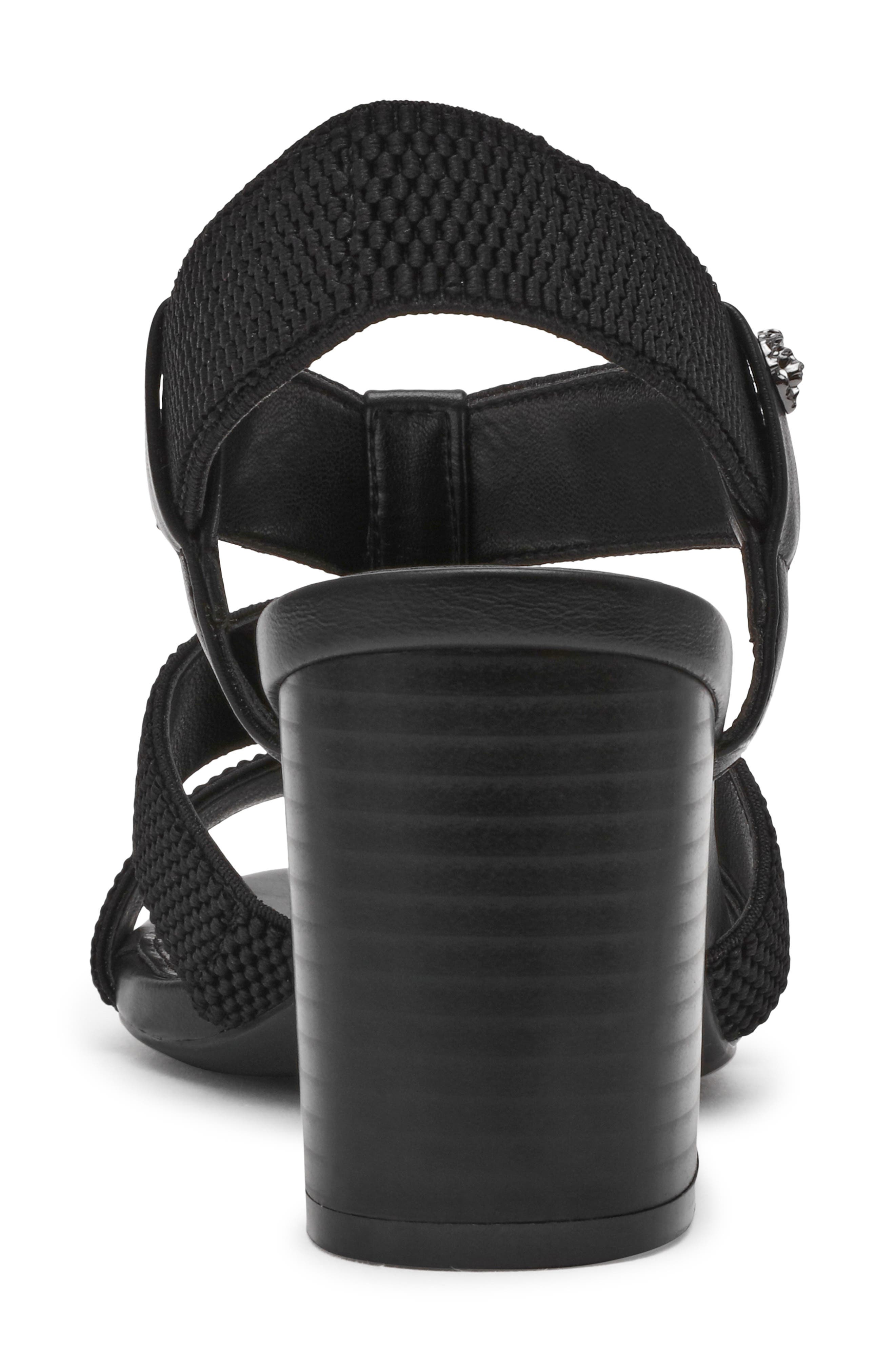 Anne Klein Robenia Woven Banded Block Heel Sandal, Alternate, color, Black