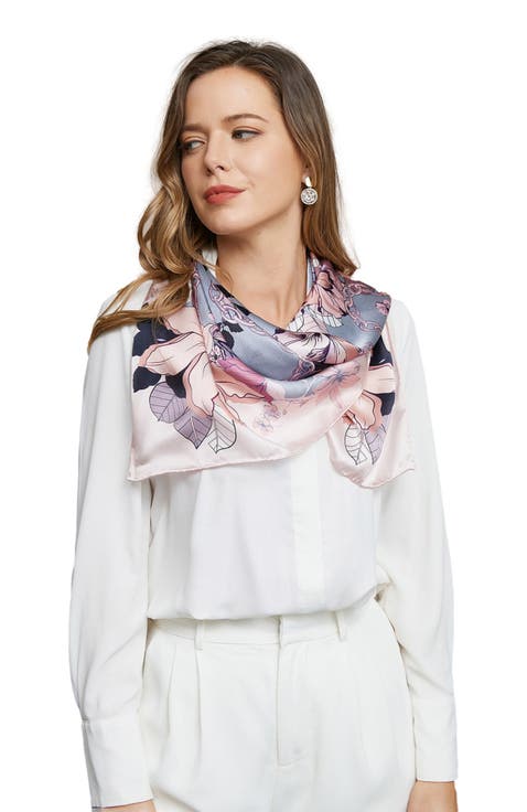 Floral Print Silk Scarf