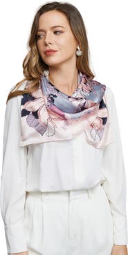 SILKSILKY Floral Print Silk Scarf