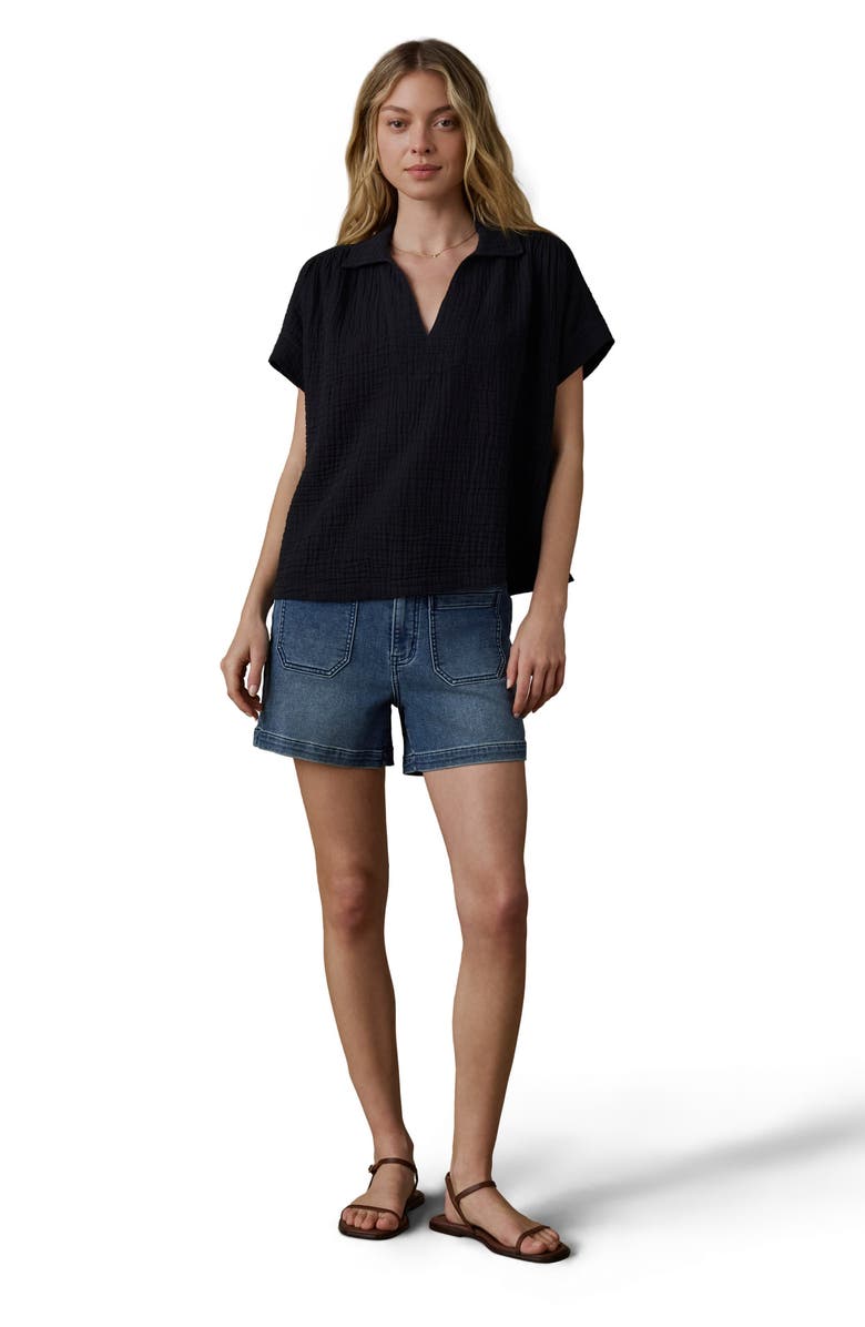 Faherty Dune Zoe Cotton Gauze Top, Alternate, color, Black