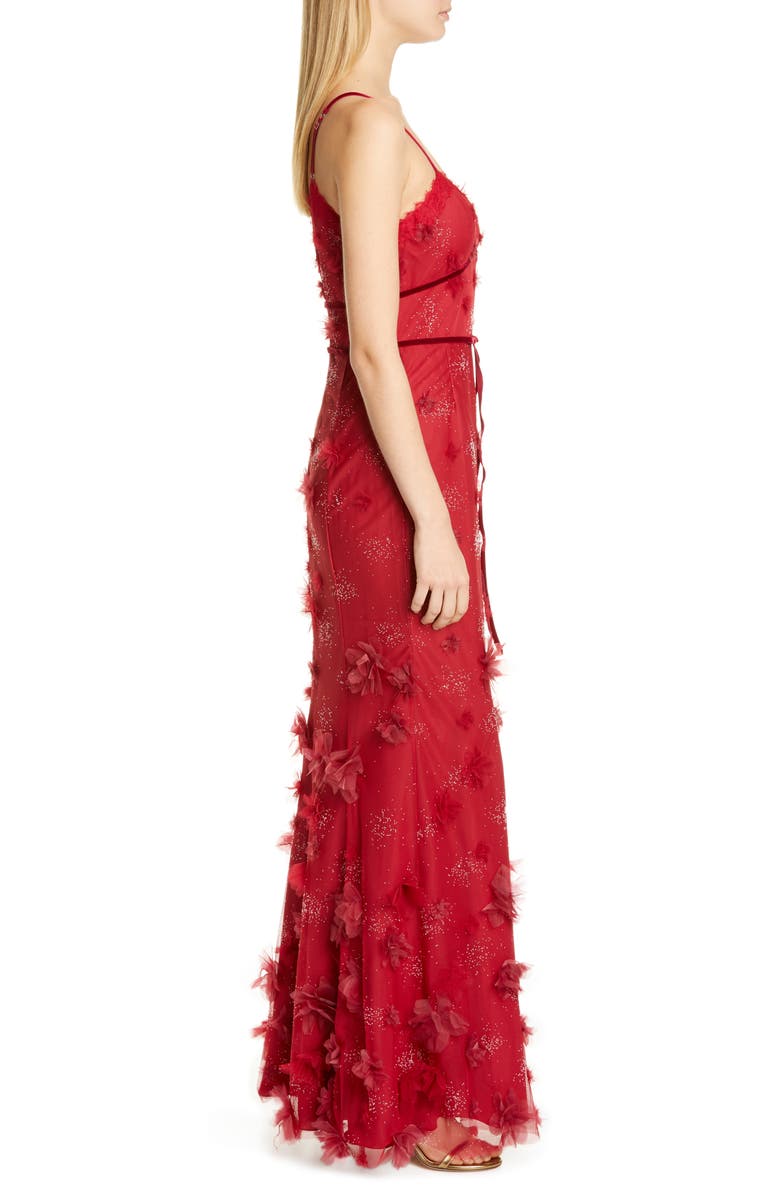 Marchesa Notte Floral Appliqué Trumpet Gown, Alternate, color, 