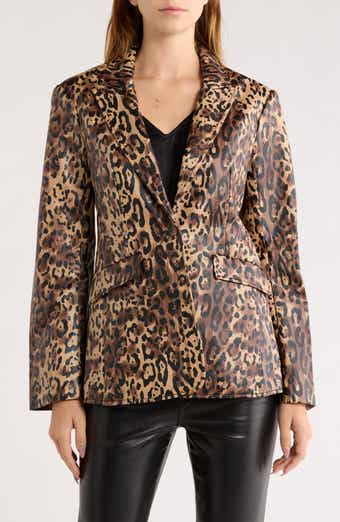 Cinq à Sept Cheyenne Leopard Print Faux Leather Jacket