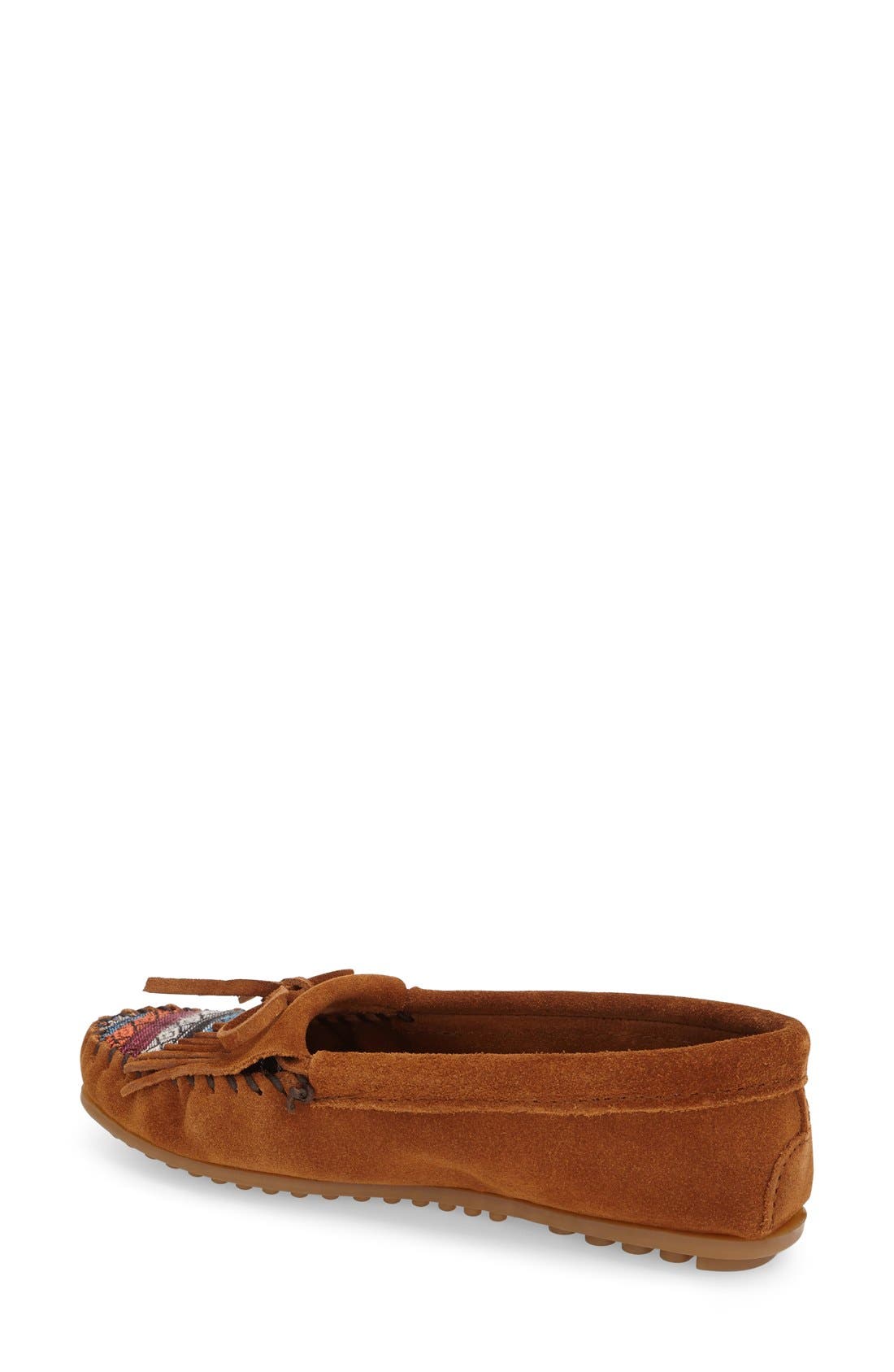 Minnetonka Kiltie Driving Shoe, Alternate, color, Brown Arizona Print