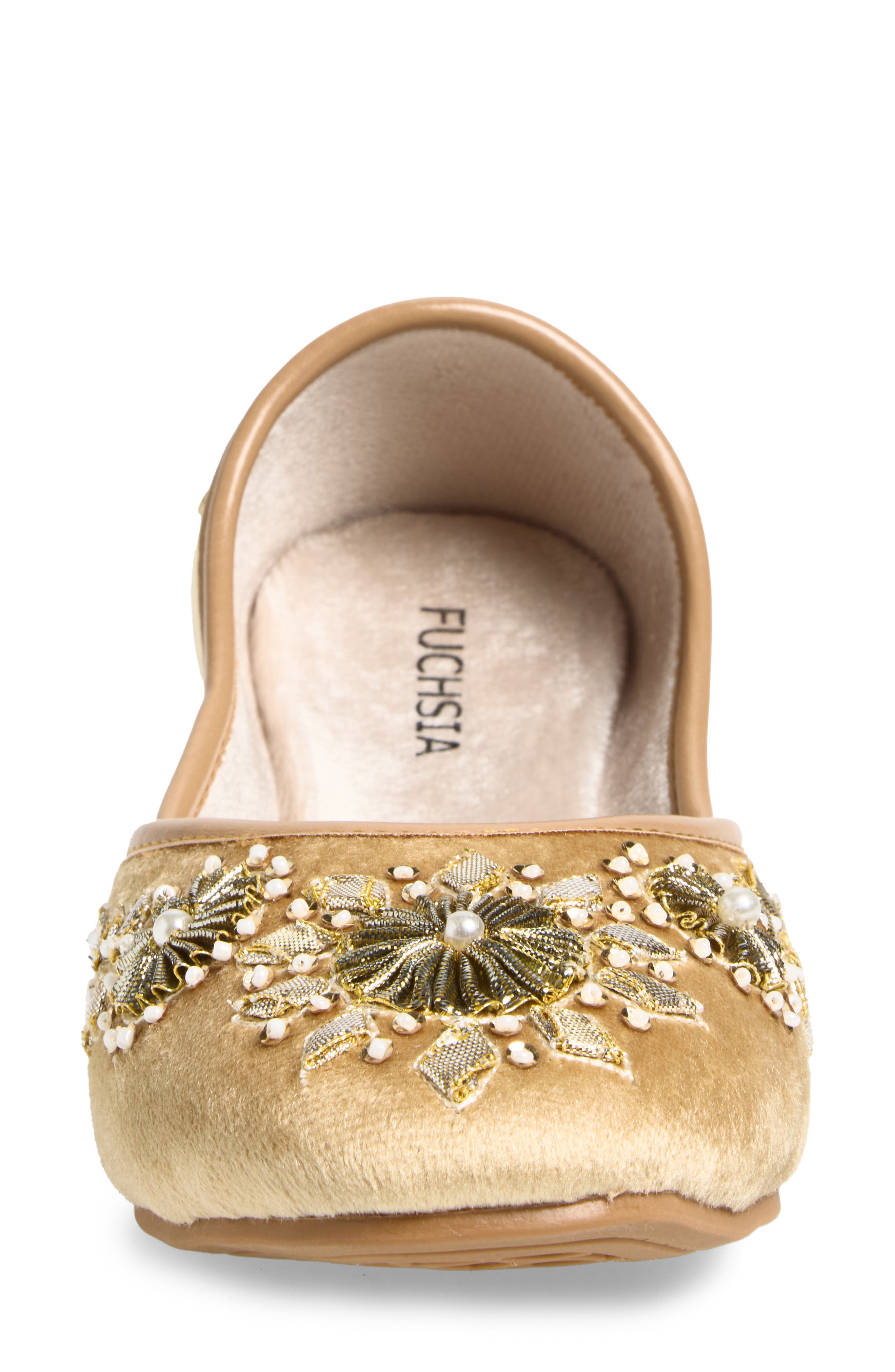 FUCHSIA Whistledown Embroidered Jutti Flat, Alternate, color, Gold