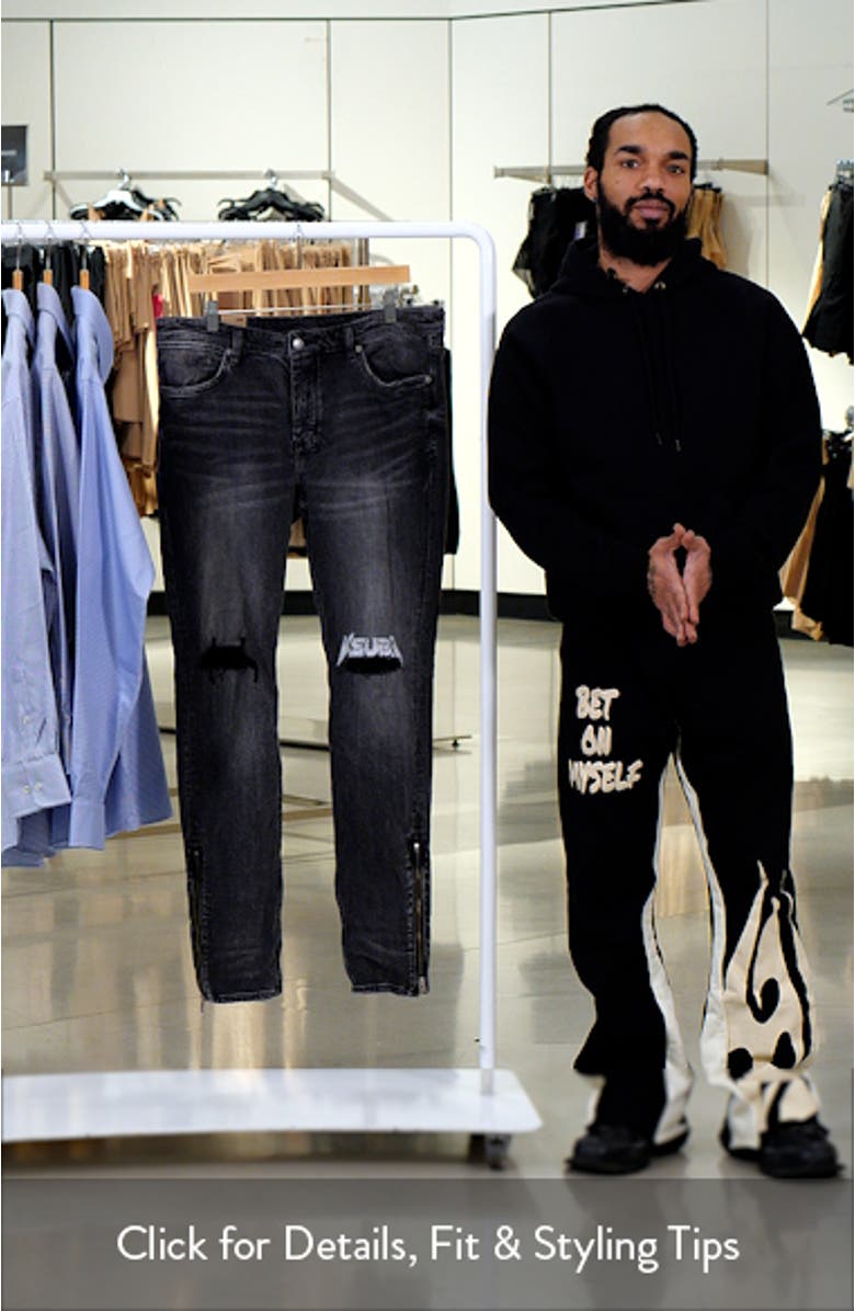 Van Winkle Electric Chamber Ripped Zip Hem Skinny Jeans, sales video thumbnail