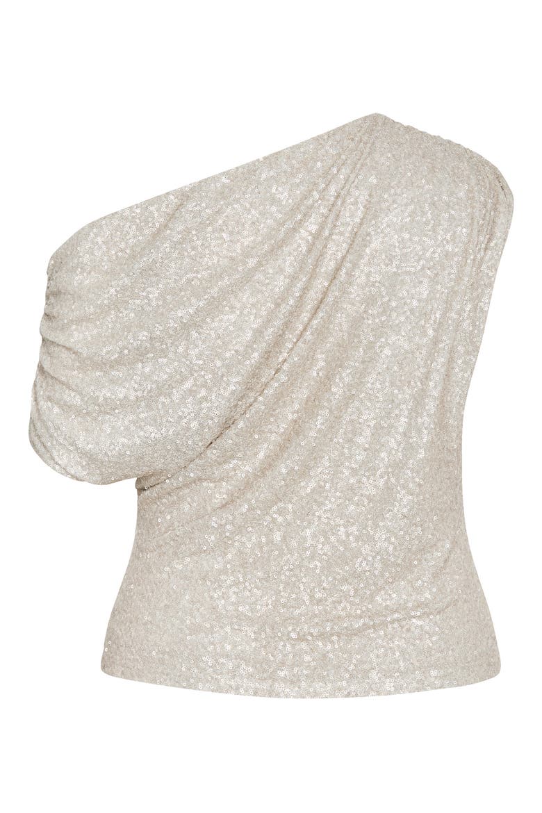 Adorn Sequined Off the Shoulder Top, Alternate, color, BRONZE GODDESS