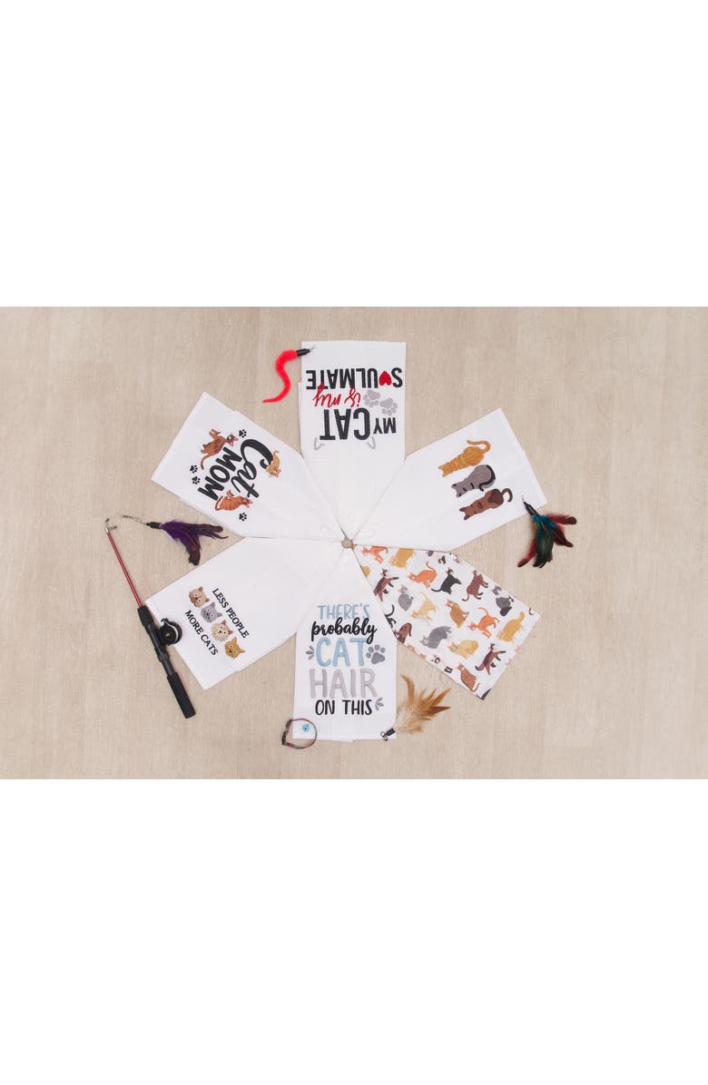 C&F Home Less People More Cats Kitchen and Bathroom Embroidered Hand Towel, Alternate, color, Brown