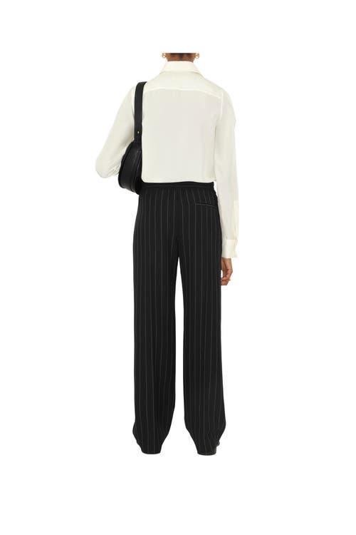 Shop Burberry Regular Fit Silk Tuxedo Shirt In Chalk