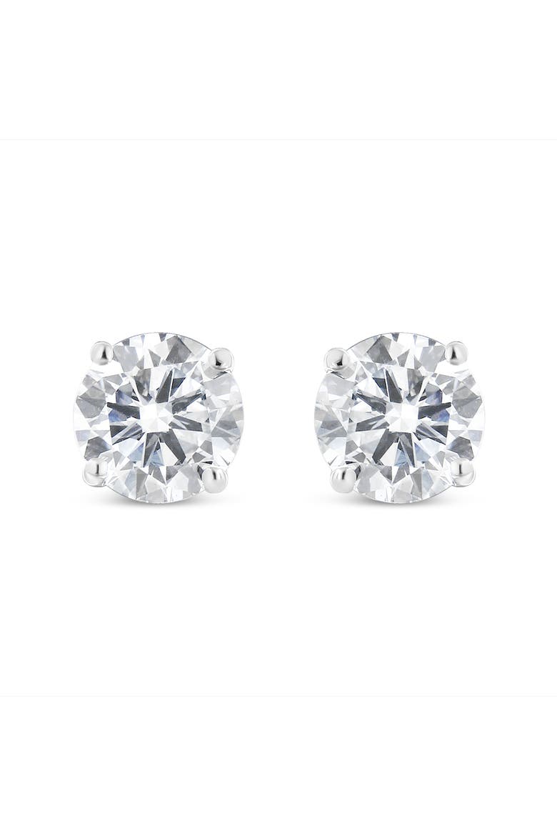 14K White Gold 1 1/2 Cttw Diamond Classic Solitaire Stud Earrings, Main, color, White