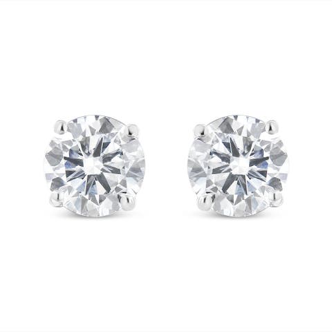 14k White Gold Solitaire Diamond Stud Earrings