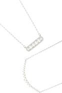 Adornia Set of 2 Freshwater Pearl & Cubic Zirconia Bar Necklaces