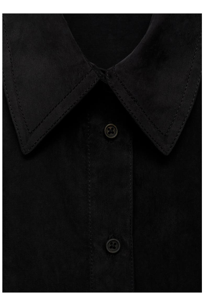 Solid Short Sleeve Cupro Blend Button-Up Shirt, Alternate, color, BLACK