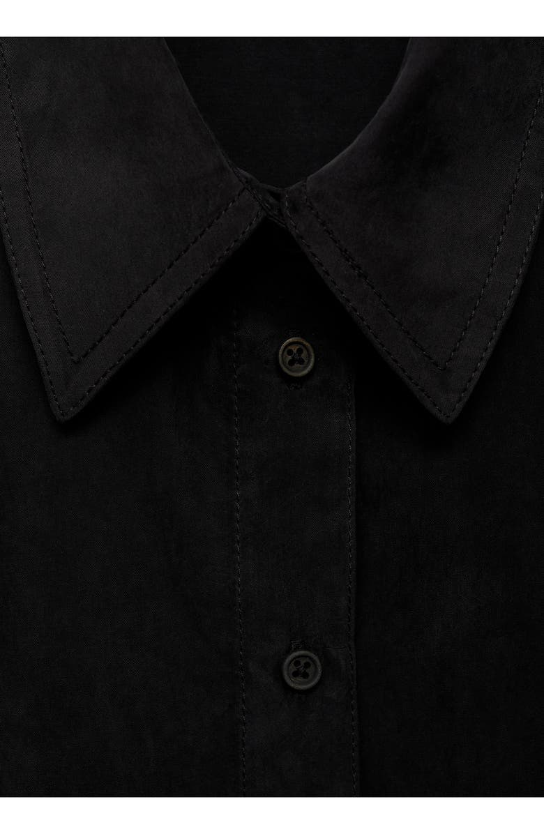 MANGO Solid Short Sleeve Cupro Blend Button-Up Shirt, Alternate, color,