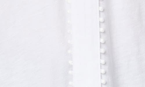 Curve Appeal Pompom Split Neck Cotton Tank In Bright White
