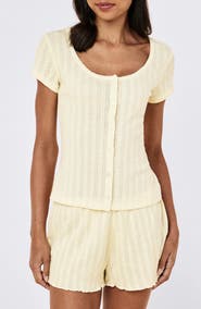 Papinelle Imogen Cotton Pointelle Knit Pajama Top